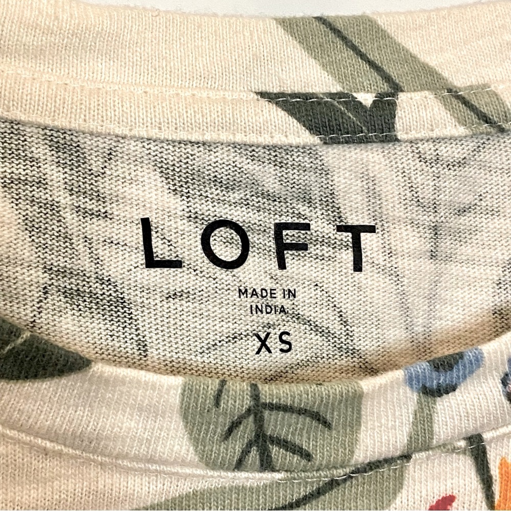 LOFT Floral Puff Shoulder Balloon Sleeves Top S / XS - Picture 5 of 11